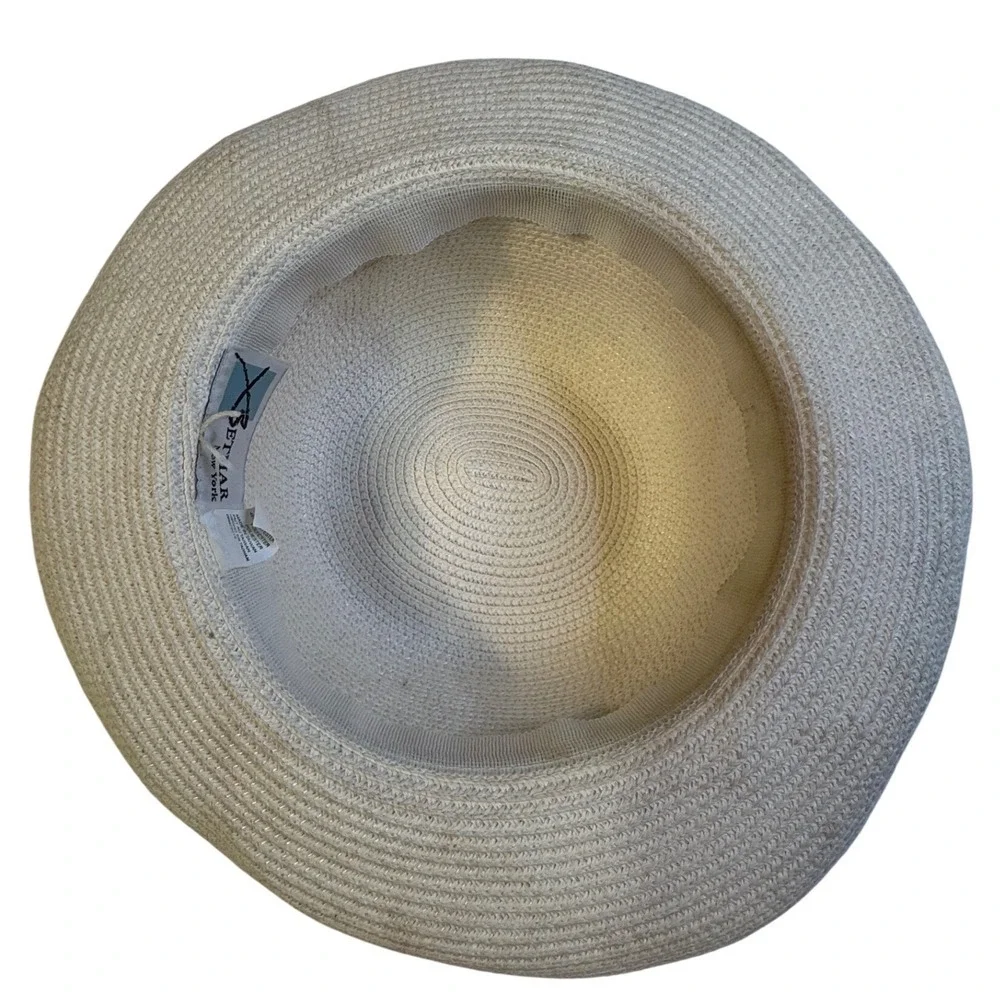 Betmar New York Cream Woven Paper Straw Sun Hat Wide Brim Summer Beach Style 160